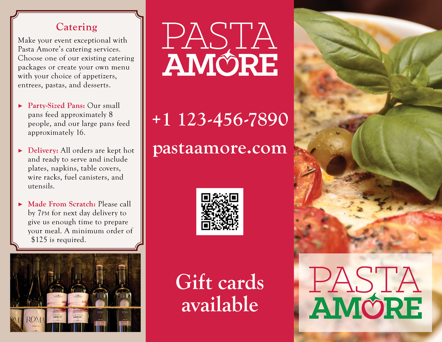 Pasta Amore brochure outside design