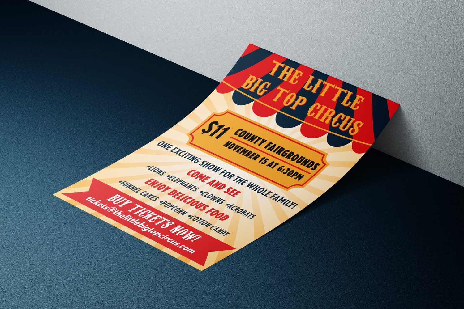 The Little Big Top Circus flyer mockup single page