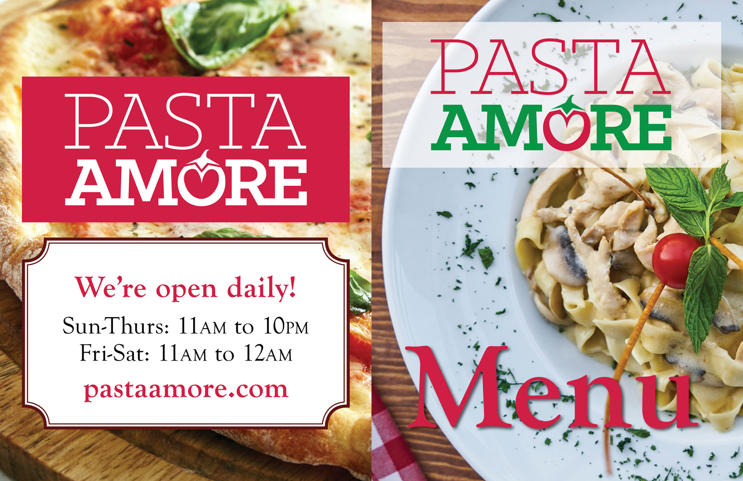 Pasta Amore menu cover design