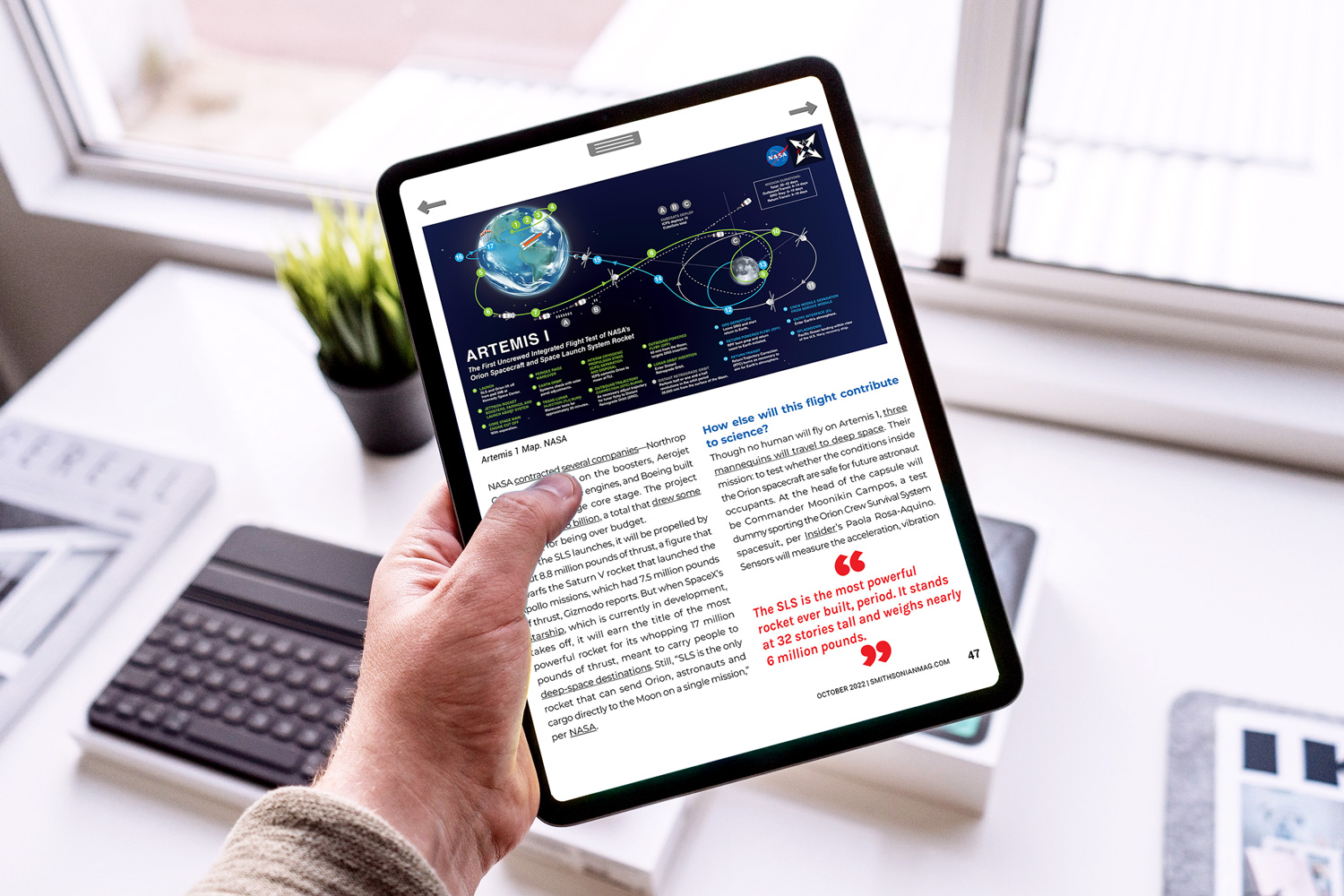 Mock Smithsonian digital magazine cover on tablet vertical