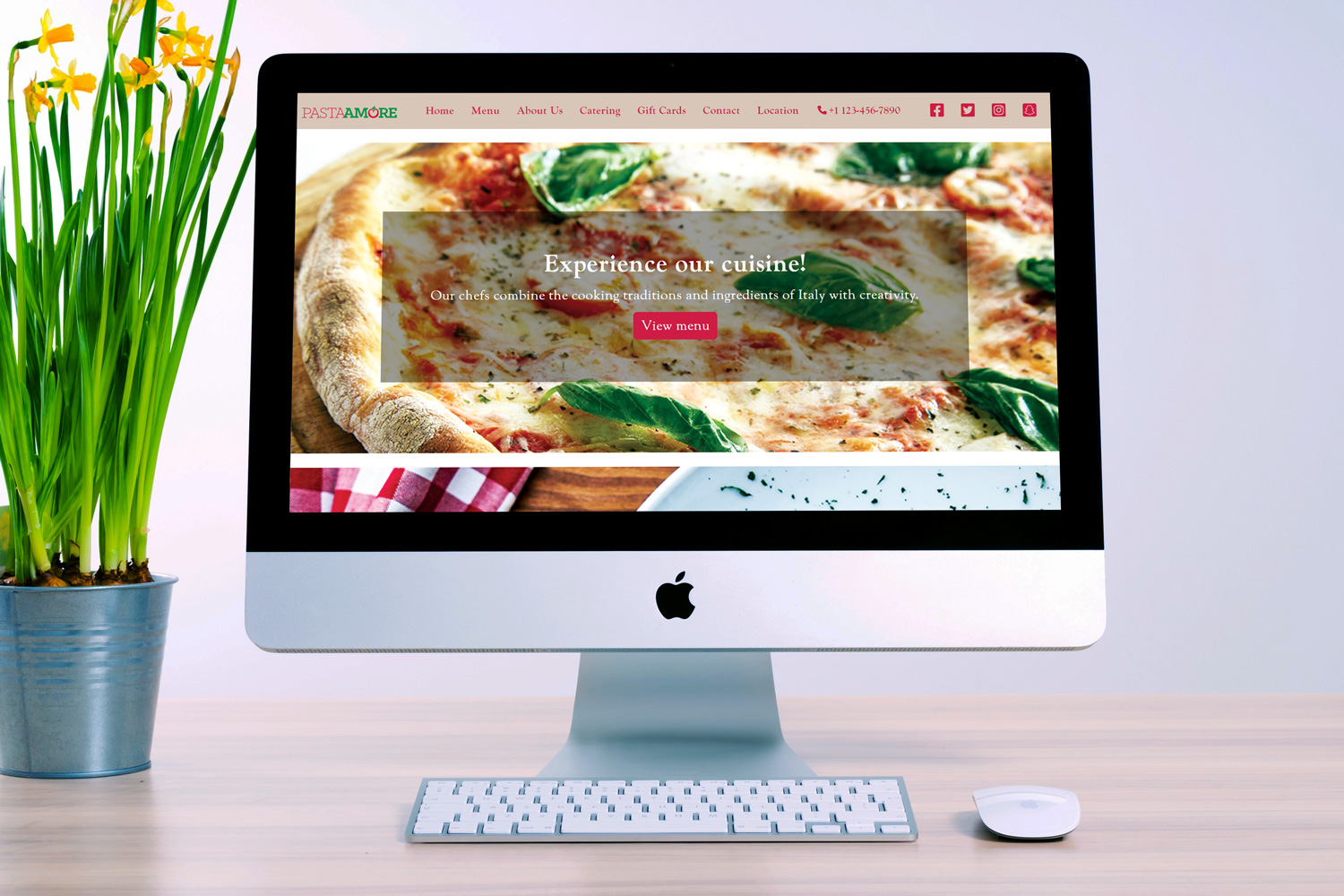 Pasta Amore website desktop mockup